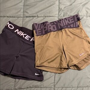 Nike Pro Black and Tan Shorts Duo
